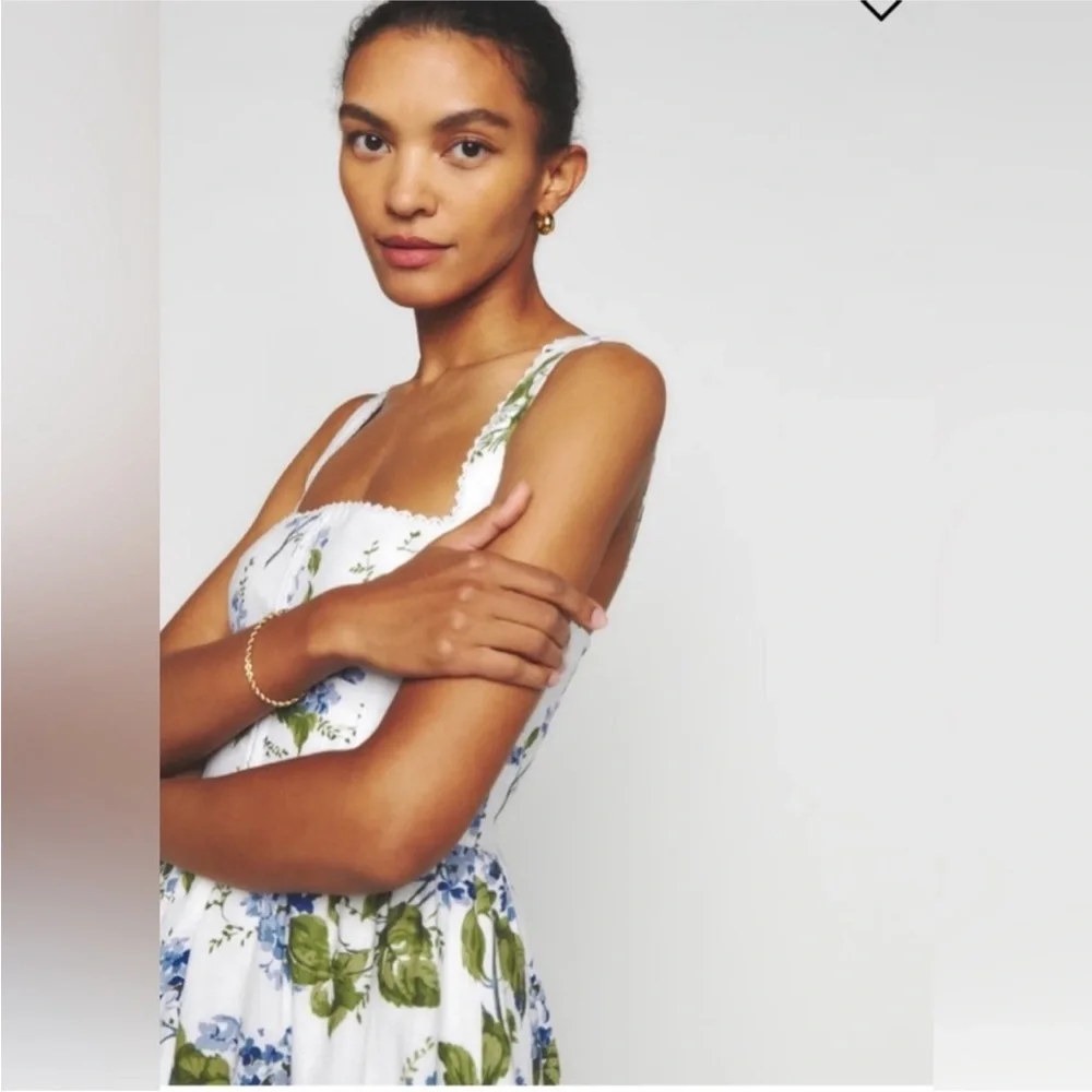 Reformation Tagliatelle Riviera Linen Floral Dress - Picture 11 of 12